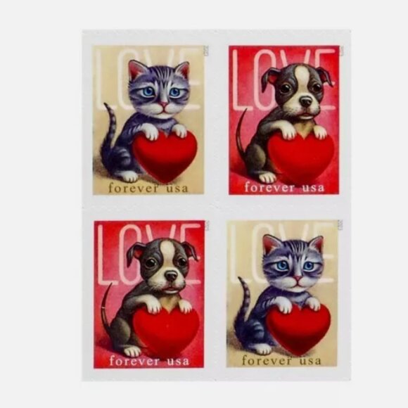 LOVE 2023 Sheet of 1000 USPS Puppy & Kitten US Forever Stamps - Picture 6 of 6
